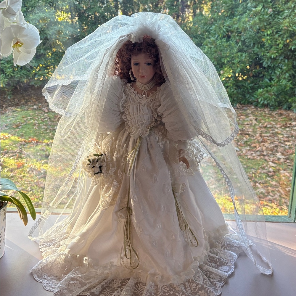 Elegant Porcelain Bridal Doll with Veil